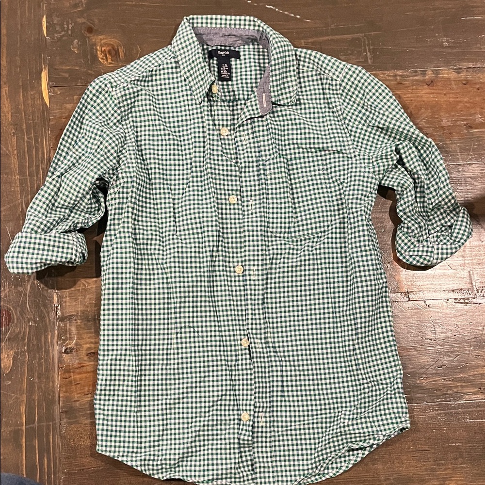 GAP kids Green Plaid Casual Shirt